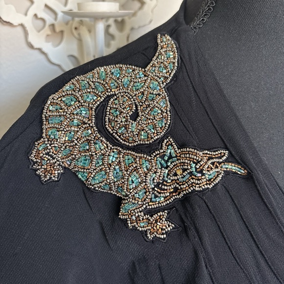 Black Dress with Beaded Dragon Accents - Picture 2 of 8